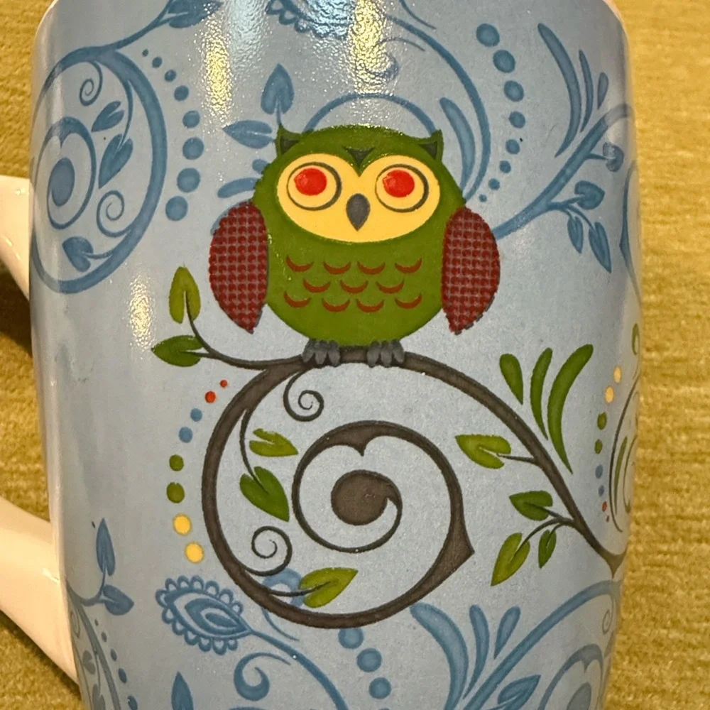 Debra Valencia Blue Harbor Oversized Coffee Mug with Owls
